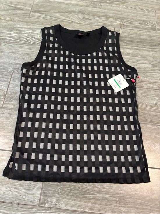 Rafaella Tops - Rafaella Black Sheer Grid Tank Top